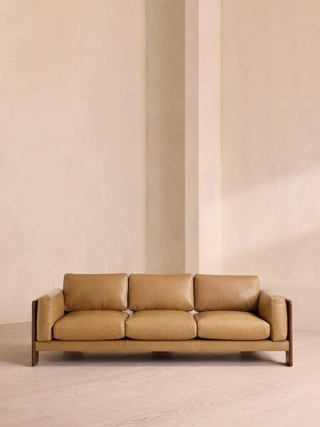 Soho Home Marcia Three Seater Sofa, Leather, Honey 