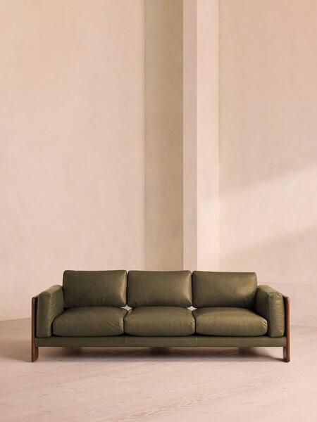  Soho Home Marcia Three Seater Sofa, Leather, Moss 
