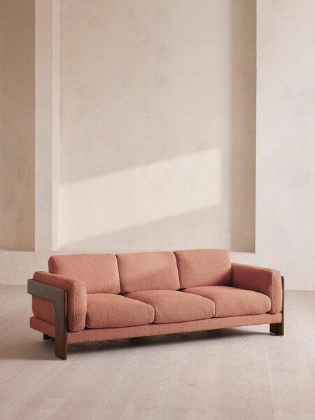  Soho Home Marcia Three Seater Sofa, Textured Wool Boucle, Coral 