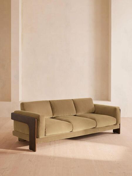  Soho Home Marcia Three Seater Sofa, Velvet, Camel 