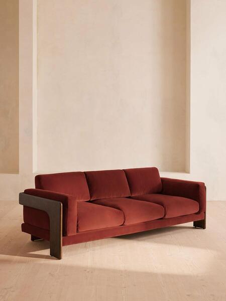  Soho Home Marcia Three Seater Sofa, Velvet, Rust 