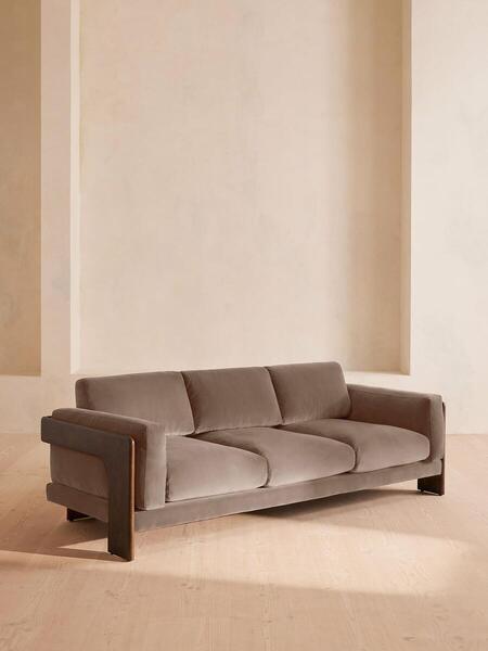  Soho Home Marcia Three Seater Sofa, Velvet, Taupe 
