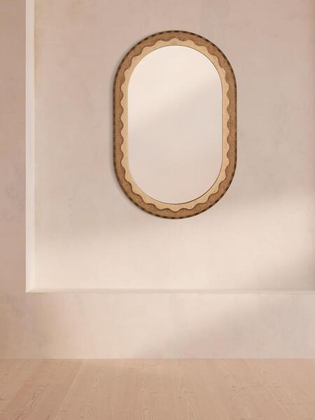  Soho Home Marella Wall Mirror, Burl & Walnut 