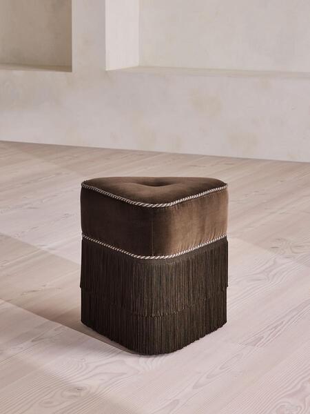  Soho Home Marta Footstool, Velvet, Chocolate, Uk 