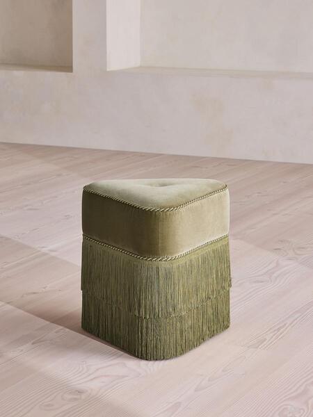  Soho Home Marta Footstool, Velvet, Lichen, Uk 