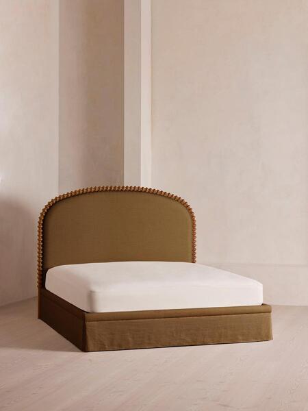  Soho Home Mika Bed, Superking, Linen, Ochre 
