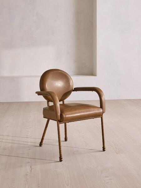  Soho Home Milo Dining Armchair, Leather, Chestnut, Uk 
