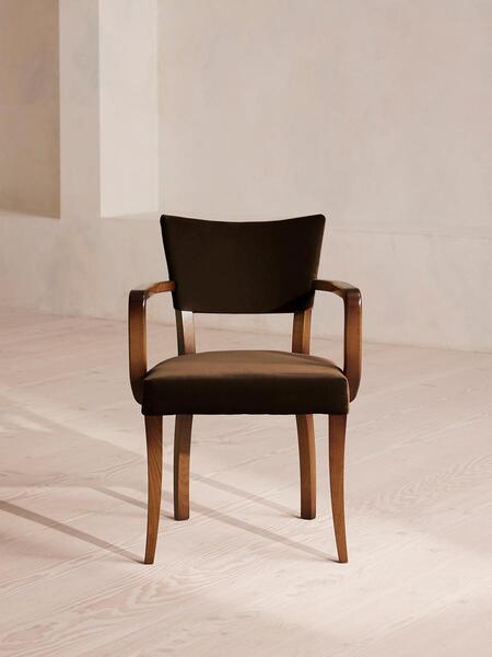  Soho Home Molina Dining Armchair, Velvet, Chocolate, Uk 