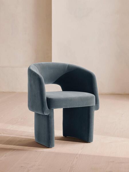  Soho Home Morrell Dining Chair, Velvet, Grey Blue 