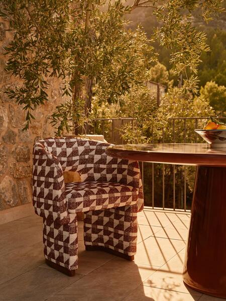  Soho Home Morrell Outdoor Dining Chair, Geometric, Maroon, Uk 