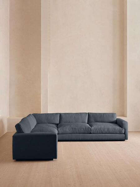  Soho Home Mossley Corner Sofa, Linen, Prussian Blue 