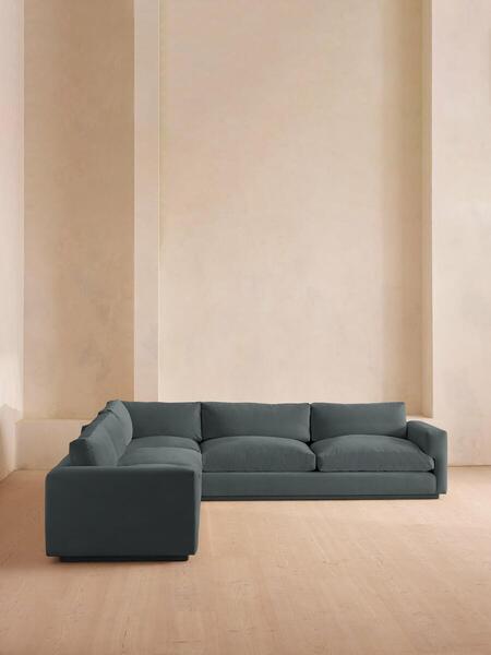  Soho Home Mossley Corner Sofa, Velvet, Grey Blue 
