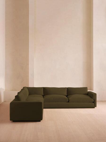  Soho Home Mossley Corner Sofa, Velvet, Olive 