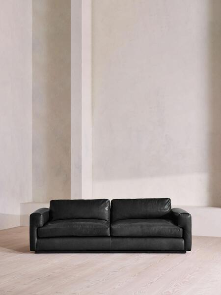  Soho Home Mossley Three Seater Sofa, Leather, Black, Uk 