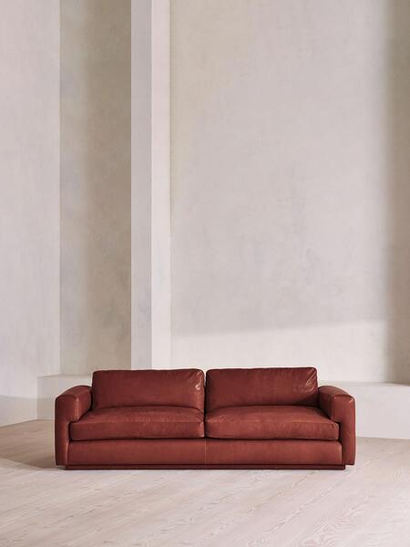  Soho Home Mossley Three Seater Sofa, Leather, Sangria, Uk 