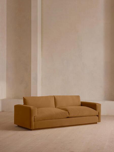  Soho Home Mossley Three Seater Sofa, Velvet, Mustard 