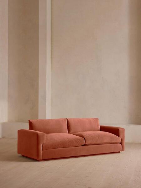  Soho Home Mossley Three Seater Sofa, Velvet, Rust 