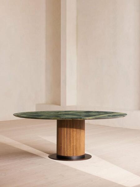  Soho Home Murcell Oval Dining Table, Brazilian Green Marble 