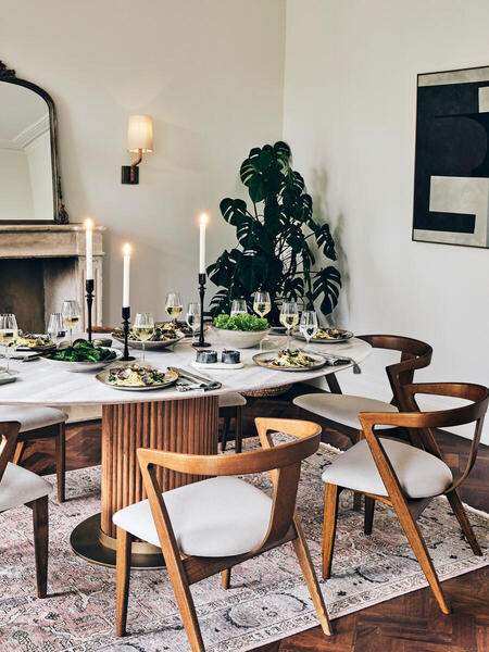  Soho Home Murcell Oval Dining Table, Carrara Marble 