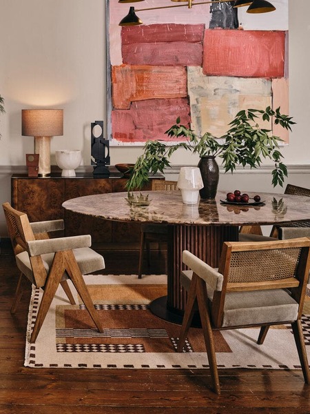  Soho Home Murcell Oval Dining Table, Dark Emperador Marble 