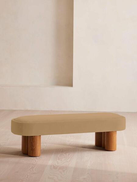  Soho Home Nieve Bench, Velvet, Camel 