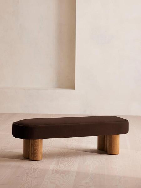  Soho Home Nieve Bench, Velvet, Chocolate 