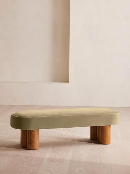  Soho Home Nieve Bench, Velvet, Lichen 