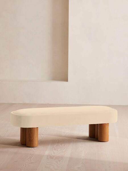  Soho Home Nieve Bench, Velvet, Porcelain 