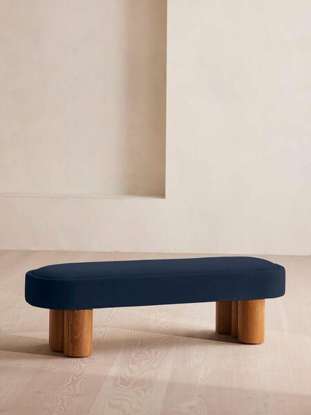  Soho Home Nieve Bench, Velvet, Royal Blue 