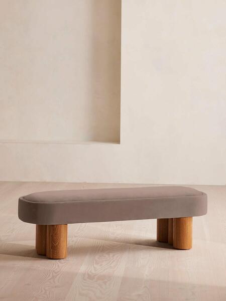  Soho Home Nieve Bench, Velvet, Taupe 