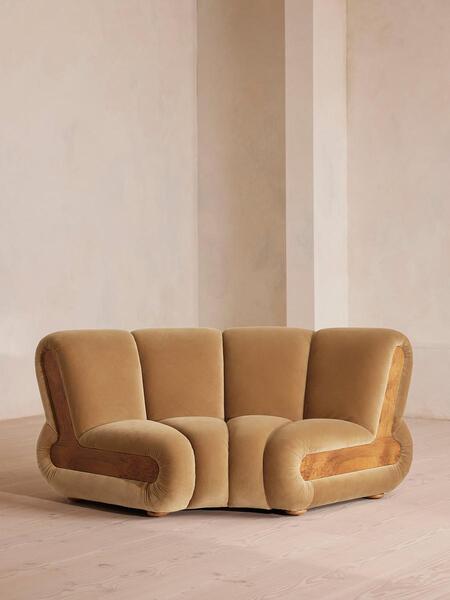  Soho Home Noelle Modular Curved Armchair, Velvet Camel, Uk 