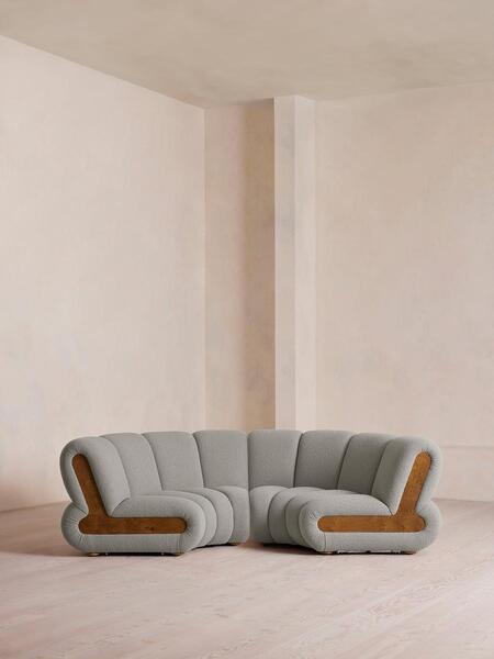  Soho Home Noelle Modular Curved Sofa, Four Seater, Textured Wool Boucle, Pistachio 