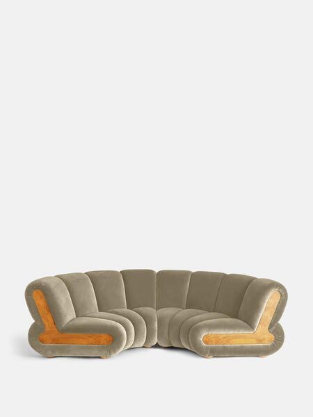  Soho Home Noelle Modular Curved Sofa, Four Seater, Velvet, Camel 