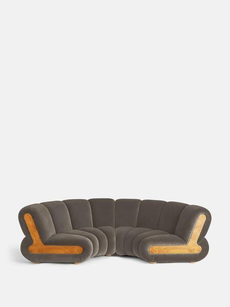  Soho Home Noelle Modular Curved Sofa, Four Seater, Velvet, Taupe 