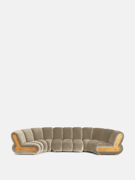 Soho Home Noelle Modular Curved Sofa, Six Seater, Velvet Camel 