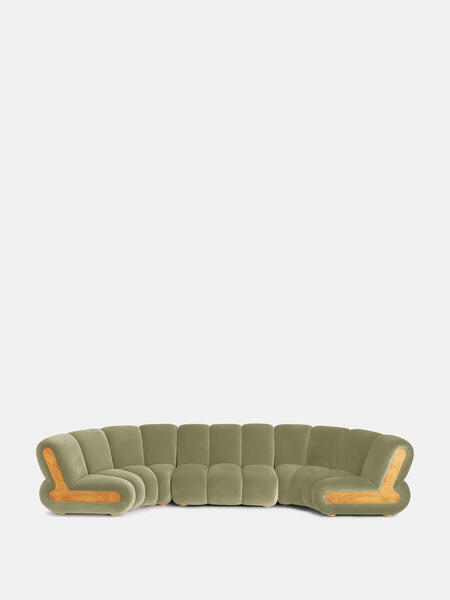  Soho Home Noelle Modular Curved Sofa, Six Seater, Velvet Lichen 