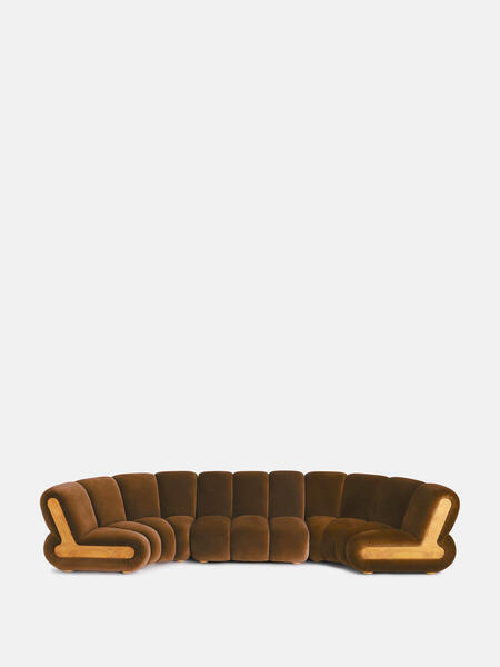  Soho Home Noelle Modular Curved Sofa, Six Seater, Velvet Mustard 