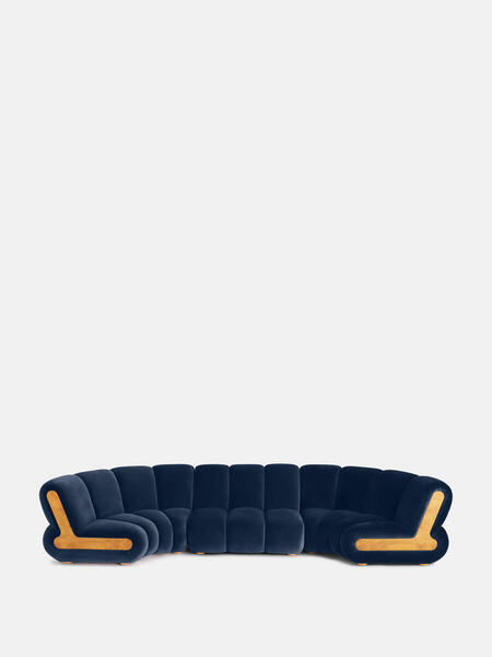  Soho Home Noelle Modular Curved Sofa, Six Seater, Velvet Royal Blue 