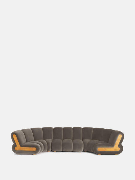  Soho Home Noelle Modular Curved Sofa, Six Seater, Velvet Taupe 