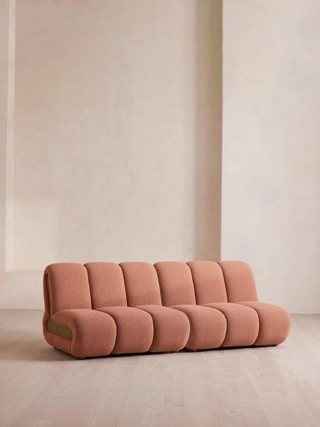  Soho Home Noelle Modular Sofa, Four Seater, Textured Wool Boucle, Coral 