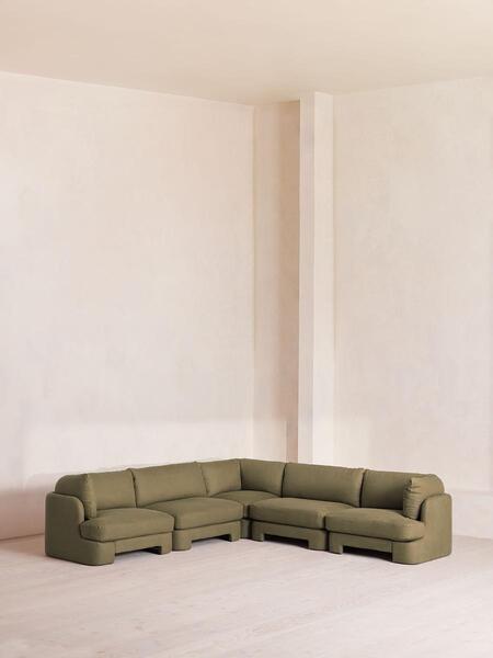  Soho Home Odell Deeper Sit Modular Sofa, Corner Sofa, Linen, Sage 