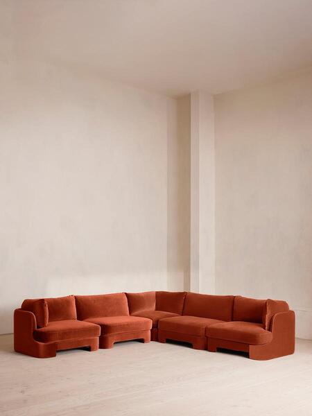  Soho Home Odell Deeper Sit Modular Sofa, Corner Sofa, Velvet Rust Uk 