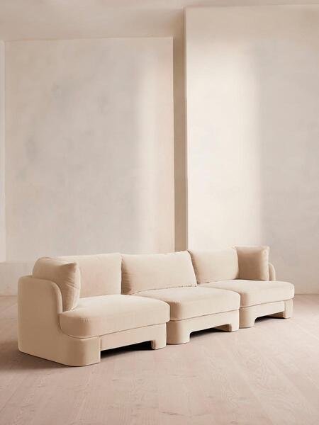  Soho Home Odell Deeper Sit Modular Sofa, Four Seater, Velvet Porcelain Uk 