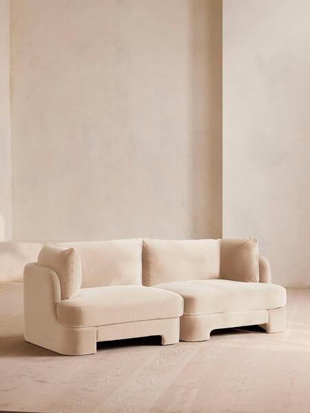  Soho Home Odell Deeper Sit Modular Sofa, Three Seater, Velvet Porcelain Uk 