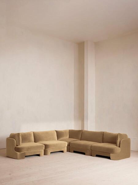  Soho Home Odell Modular Sofa, Corner Sofa, Velvet, Camel 