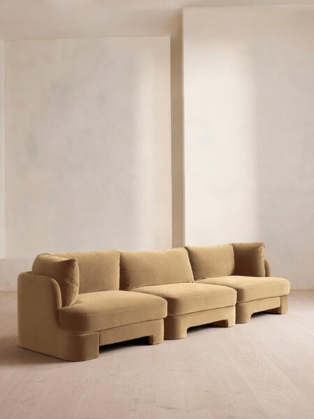  Soho Home Odell Modular Sofa, Four Seater, Velvet, Camel 