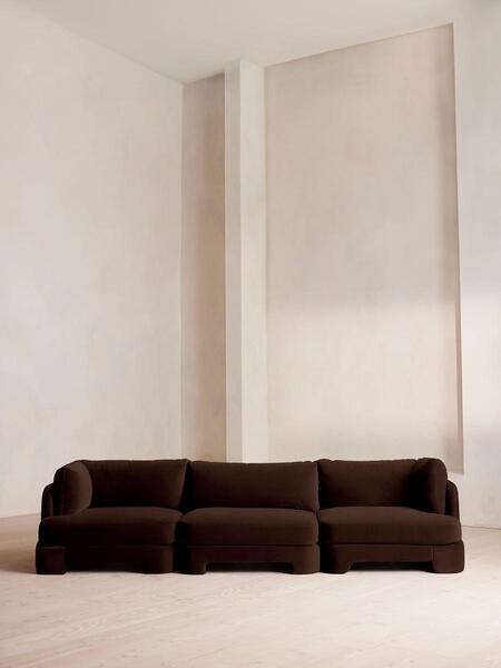  Soho Home Odell Modular Sofa, Four Seater, Velvet, Chocolate 