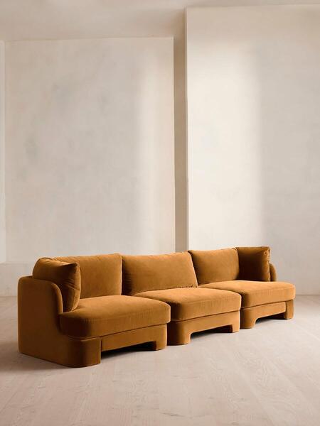  Soho Home Odell Modular Sofa, Four Seater, Velvet, Mustard 