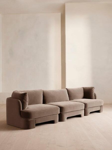  Soho Home Odell Modular Sofa, Four Seater, Velvet, Taupe 