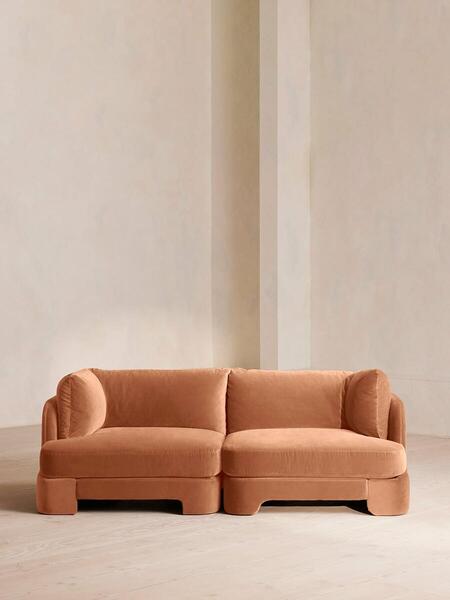  Soho Home Odell Modular Sofa, Three Seater, Velvet, Antique Rose 
